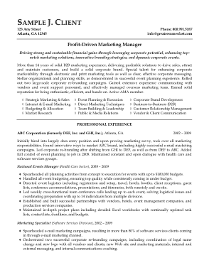 Resume Sales Marketing Manager Template