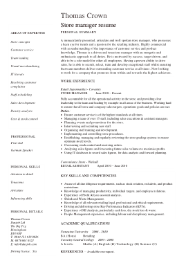 Retail Store Manager Template