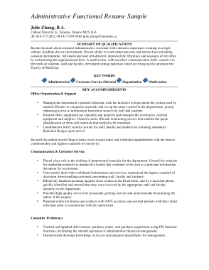Administrative Functional Resume Template