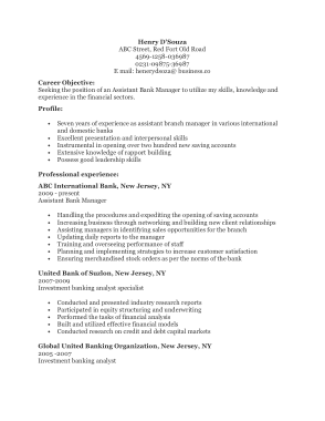 Bank Assistant Resume Template