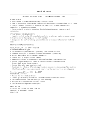 Hotel Assistant Resume Template