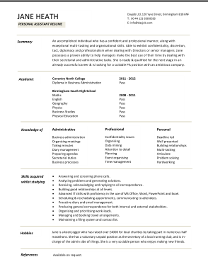 Personal Assistant Resume Template