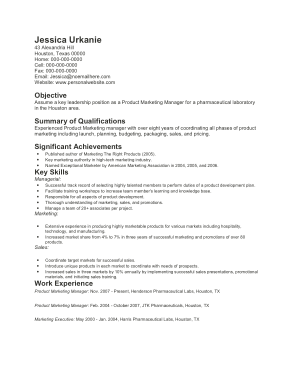 Product Marketing Resume Template