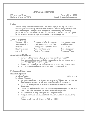 Production Resume Template