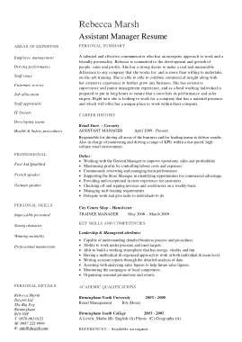 Retail Assistant Resume Template