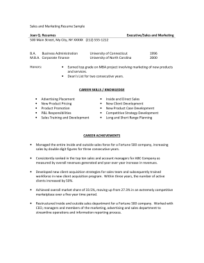Sales Support Resume Template