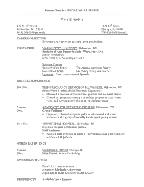 Social Services Resume Template