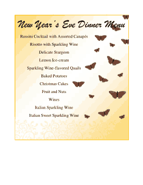 Free Download PDF Books, New Year Dinner Menu Template