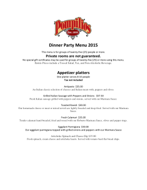 Free Download PDF Books, Spectacular Dinner Party Menu Template