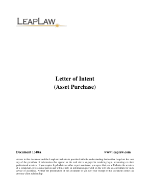 Asset Purchase Letter of Intent Template