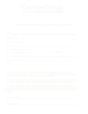 College Letter of Intent PDF Template