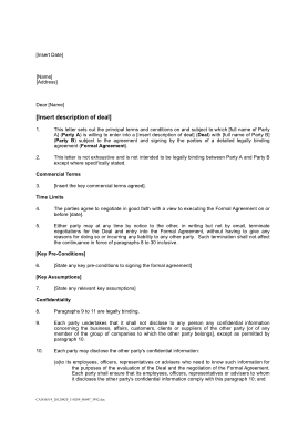 Commercial Construction Letter of Intent Template