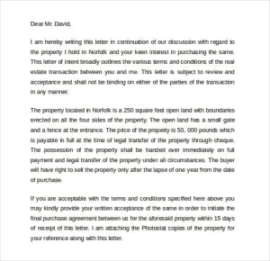 Example Letter of Intent to  Real Estate Template