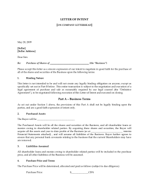 Letter of Intent to Purchase Business PDF Template