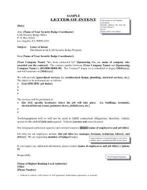 Model Letter of Intent Template