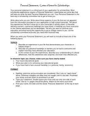 Personal Statement Letter of Intent Template
