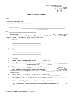 Real Estate Lease Letter of Intent Template