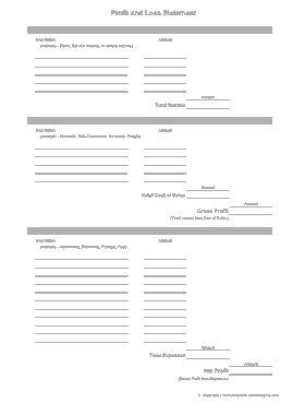 Blank Profit and Loss Statement Form Template