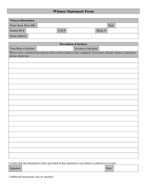 Incident Witness Statement Form Template