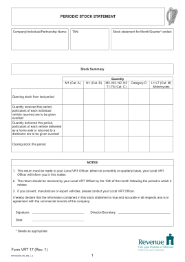 Period Stock Statement Form Template