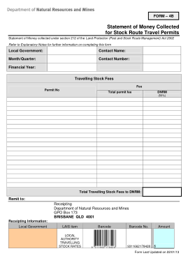 Stock Statement of Money Form Template