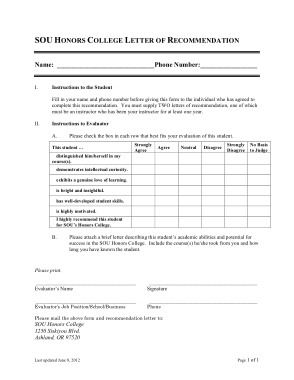 Free Download PDF Books, Honors College Recommendation Letter Template