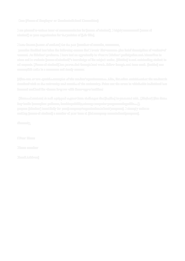Recommendation Letter Format for Teaching Position Template