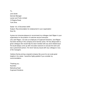 Sample Employee Recommendation Letter Template