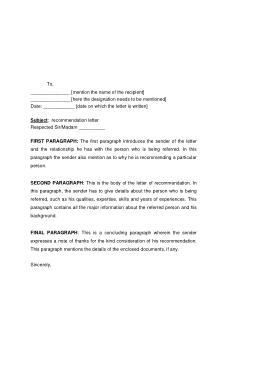 Free Download PDF Books, Letter Of Recommendation Format Template