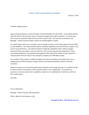 Letter of Recommendation Sample Template