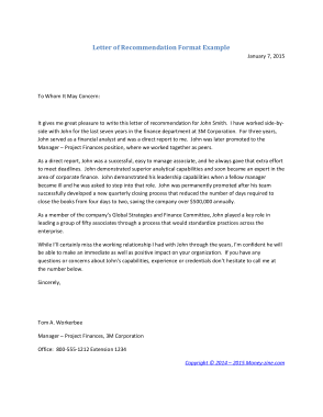 Recommendation Letter Format Example Template