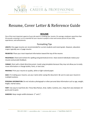 Resume Cover Letter Reference Guide Template