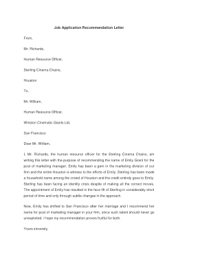 Free Download PDF Books, Job Application Recommendation Letter Template