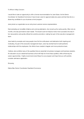 Business School Recommendation Letter Template