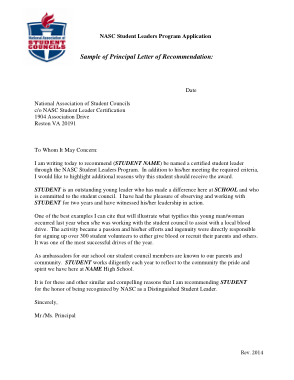School Principal Recommendation Letter Template