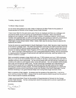 School Superintendent Recommendation Letter Template