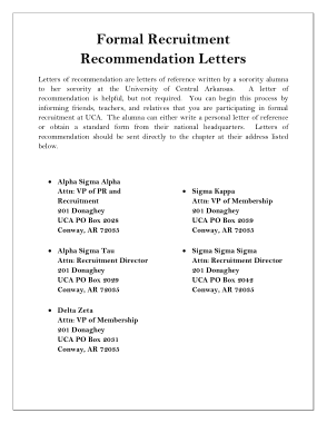 Sorority Recommendation Letter Template