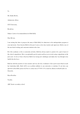 College Student Recommendation Letter Template