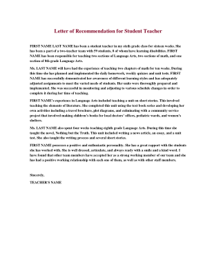 Free Download PDF Books, Letter of Recommendation for Student Teacher Template