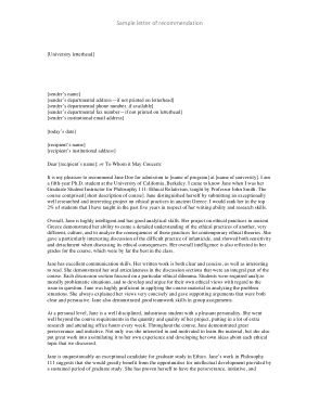 Research Student Recommendation Letter Template