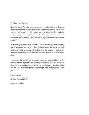 Student Recommendation Sample Letter Template