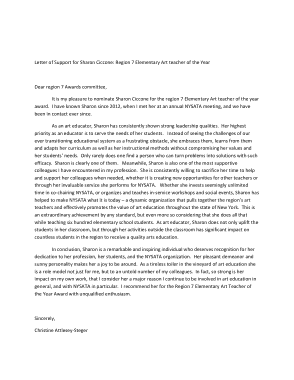 Teacher fo the Year Recommendation Letter Template