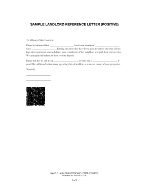 Tenant Recommendation Letter Sample Template