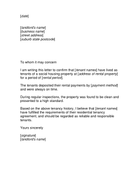Tenant Recommendation Sample Letter Format Template