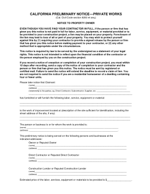 Work Preliminary Notice Adverse Form Template