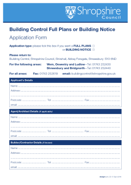 Building Control Plans or Notice Form Template