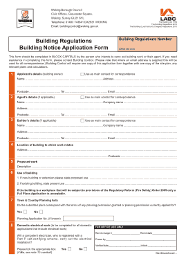 Building Regulations Notice Application Form Template