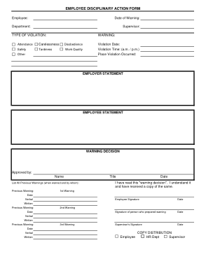 Employee Disciplinary Notice Form Template