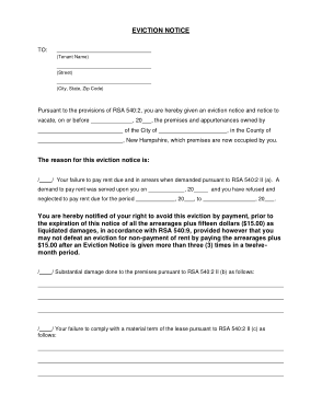 Blank Eviction Notice Form Template