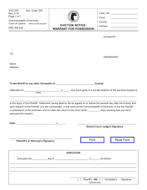 Eviction Notice Form Template